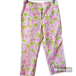 Vintage white label Lilly Pulitzer capris pink poker tiger print 10